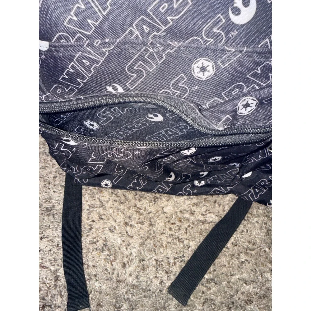 Star Wars Disney Parks Loungefly Backpack Black White Logo Print Canvas Bag